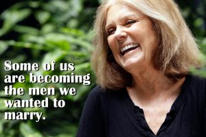 In this Aug. 9 2011 photo, Gloria Steinem laughs during an interview with The Associated Press, in New York. Four decades after she helped found the women's movement, the feminist icon is in a reflective mode, writing a memoir and participating in an HBO documentary on her life. "Gloria: In Her Own Words" premieres Monday, Aug. 15, 2011, on HBO. (AP Photo/Mary Altaffer)